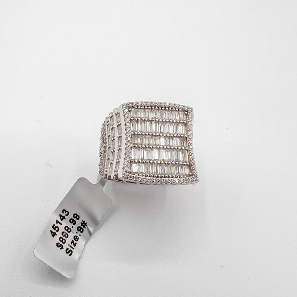 925 Sterling Sliver Moissanite Baguette Ring, 2cm wide with 5.19ctw VVS Stones, - Picture 7 of 7